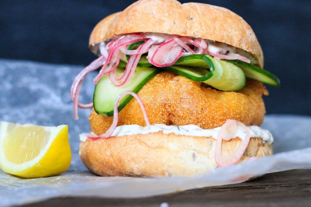 Halibut Sliders with Pickled Onions