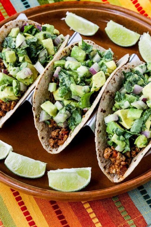 Healthy Ground Turkey Tacos with Avocado Crema