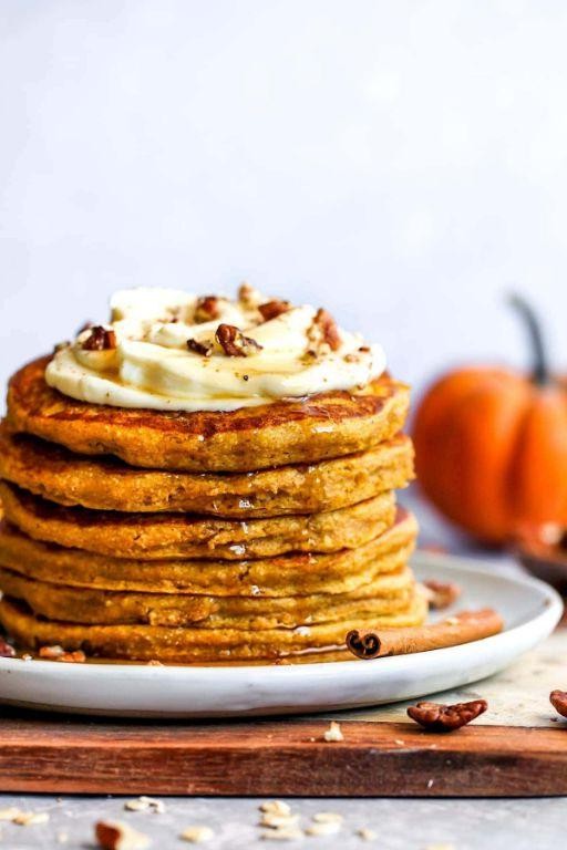 Healthy Pumpkin Pancakes with Maple Syrup