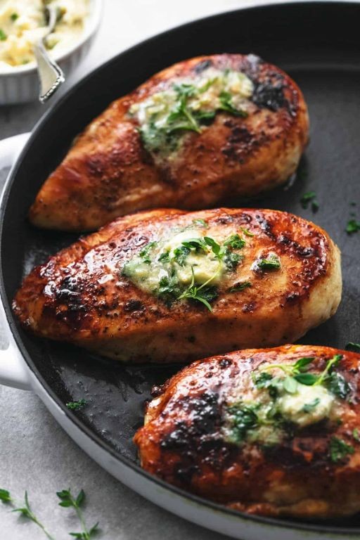 Herb Butter Scored Chicken Breast