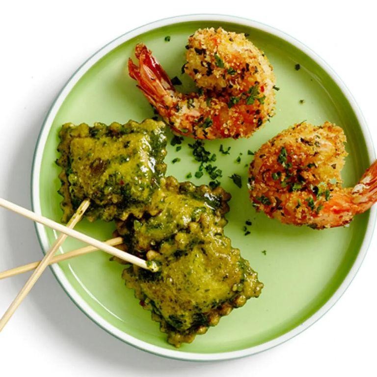 Herb-Crusted Breaded Shrimp with Basil Aioli