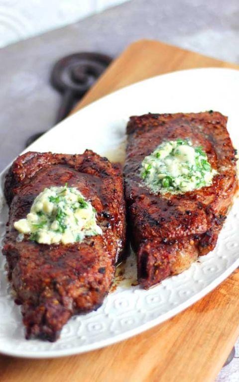 Herb-Crusted Steak with Gorgonzola Drizzle