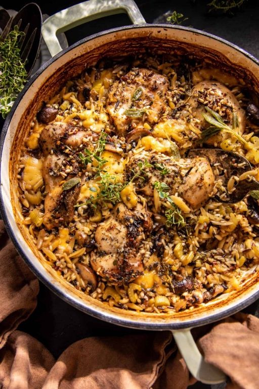 Herbed Chicken and Wild Rice Dressing Casserole