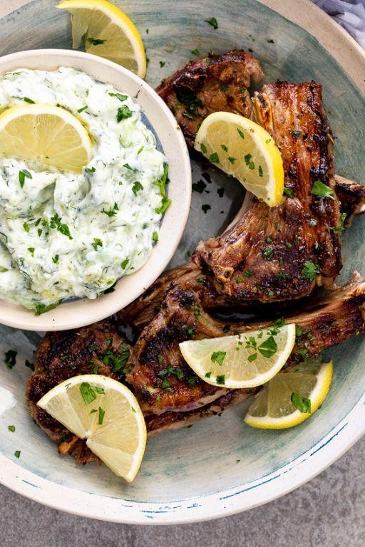 Herbed Grilled Lamb Chops with Tzatziki