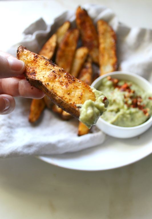 Herbed Potato Wedges with Avocado Dip