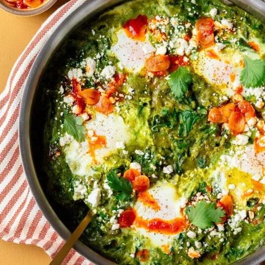 Herbed Shakshouka with Fresh Parsley and Cilantro