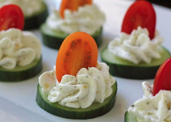 Herbed cucumber and goat cheese tartlets