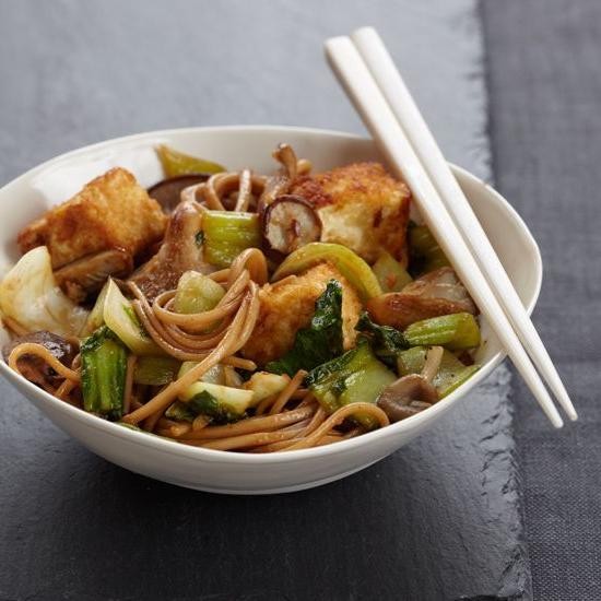 Hibachi Noodles with Crispy Tofu and Bok Choy