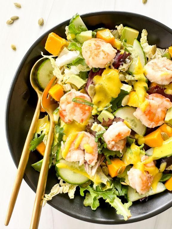 Honey Walnut Shrimp Salad with Mango Dressing