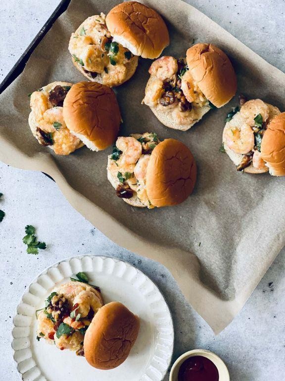 Honey Walnut Shrimp Sliders with Brioche Buns