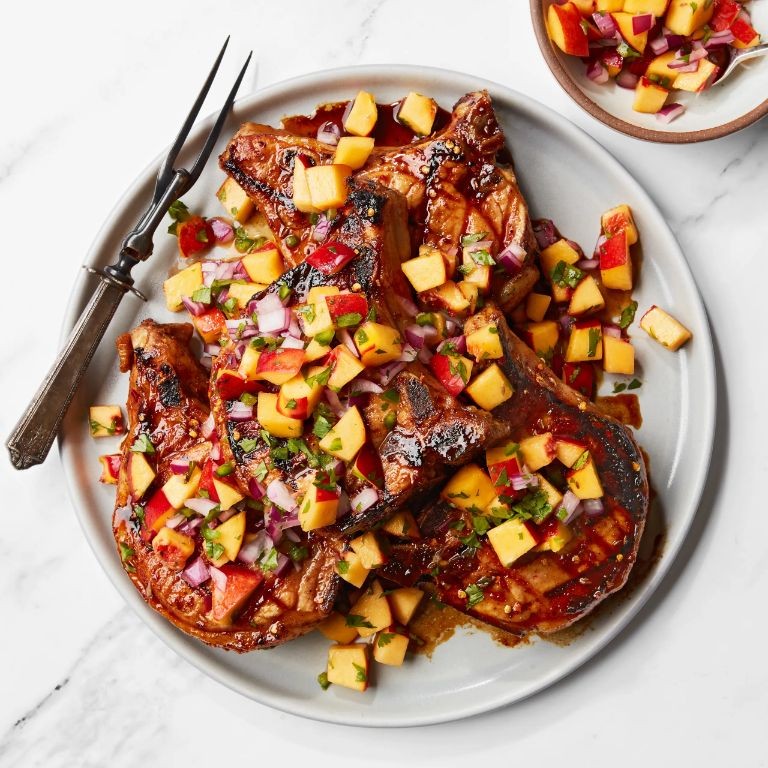 Honey-Glazed Nectarine Pork Chops