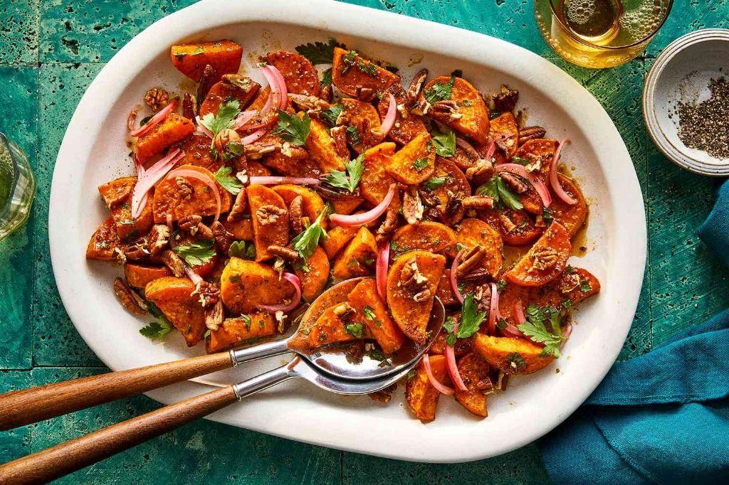 Hot Honey Roasted Sweet Potatoes