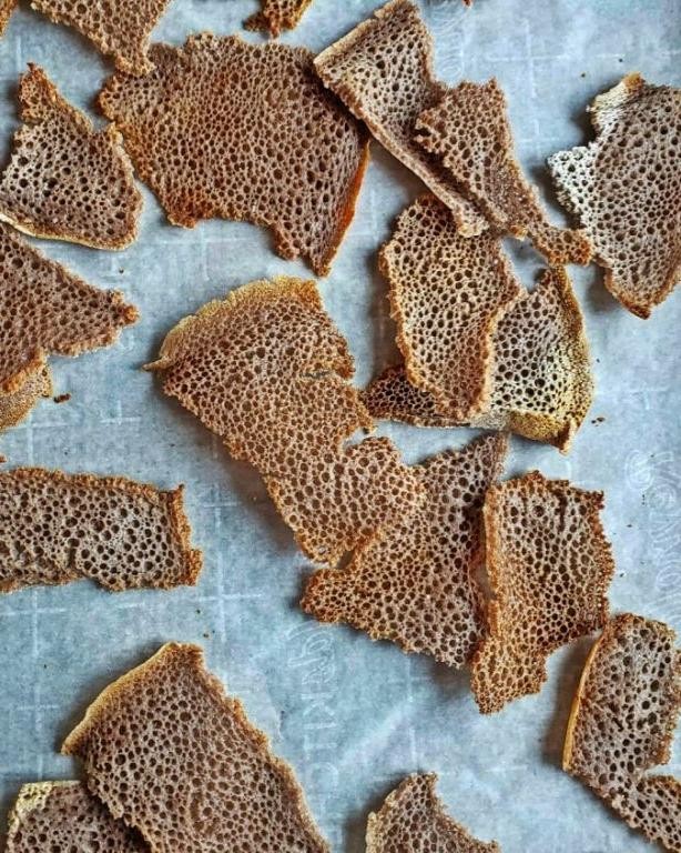 Injera Chips with Sea Salt and Olive Oil