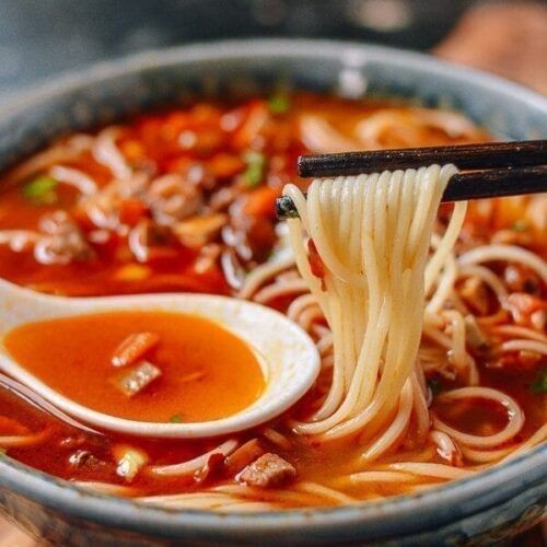 Instant Noodle Soup with Hot Sauce