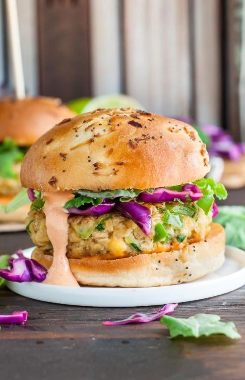 Jalapeño Lime Chickpea Burgers with Cilantro Cream