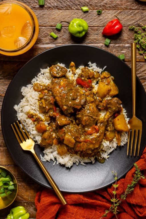 Jamaican Curry Chicken Thighs with Scotch Bonnet