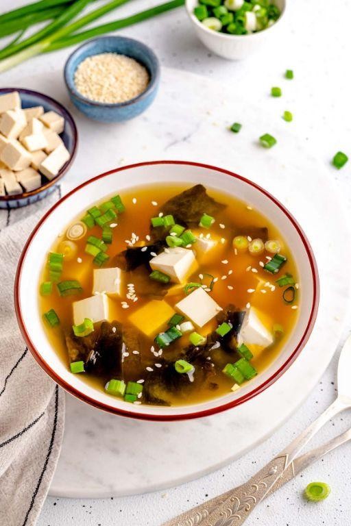 Japanese Miso Soup with Seaweed and Tofu