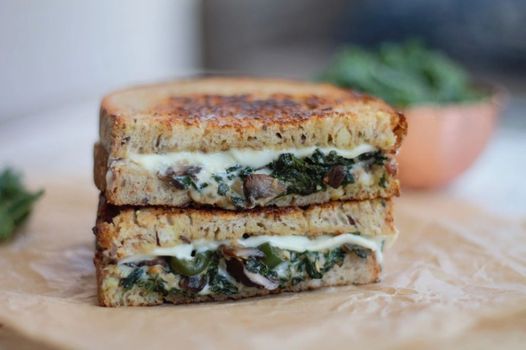 Kale and Mushroom Grilled Cheese Sandwich