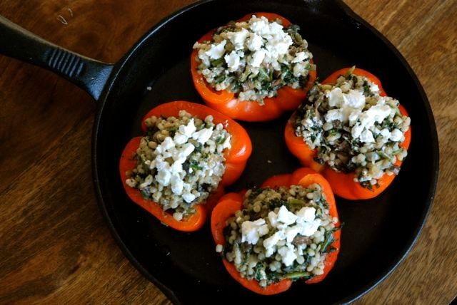 Kale and Mushroom Stuffed Bell Peppers