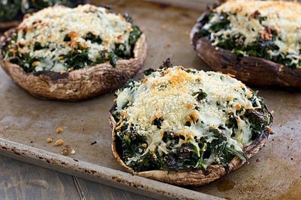 Kale and Mushroom Stuffed Portobello Caps
