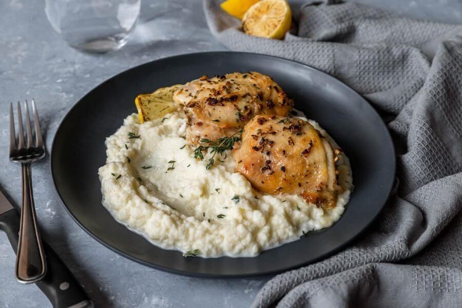 Keto Chicken Legs with Cauliflower Mash