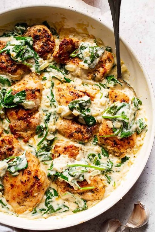 Keto Chicken Legs with Creamy Spinach