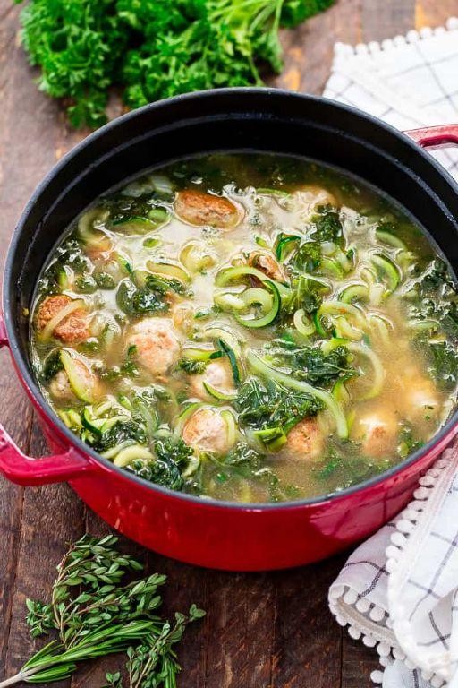 Keto-Friendly Meatball Zoodle Soup