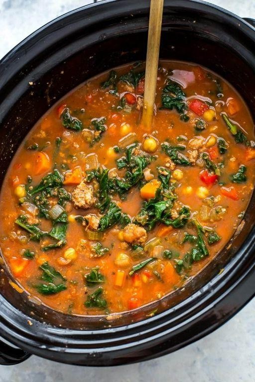 Kielbasa and Kale Crockpot Soup