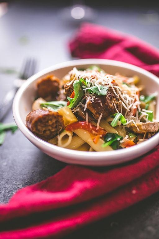 Kielbasa and Mushroom Crockpot Pasta