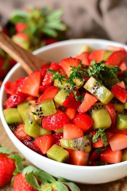 Kiwi Strawberry Mint Fruit Salad