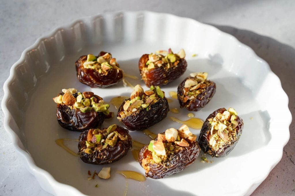 Labneh Stuffed Dates with Pistachios