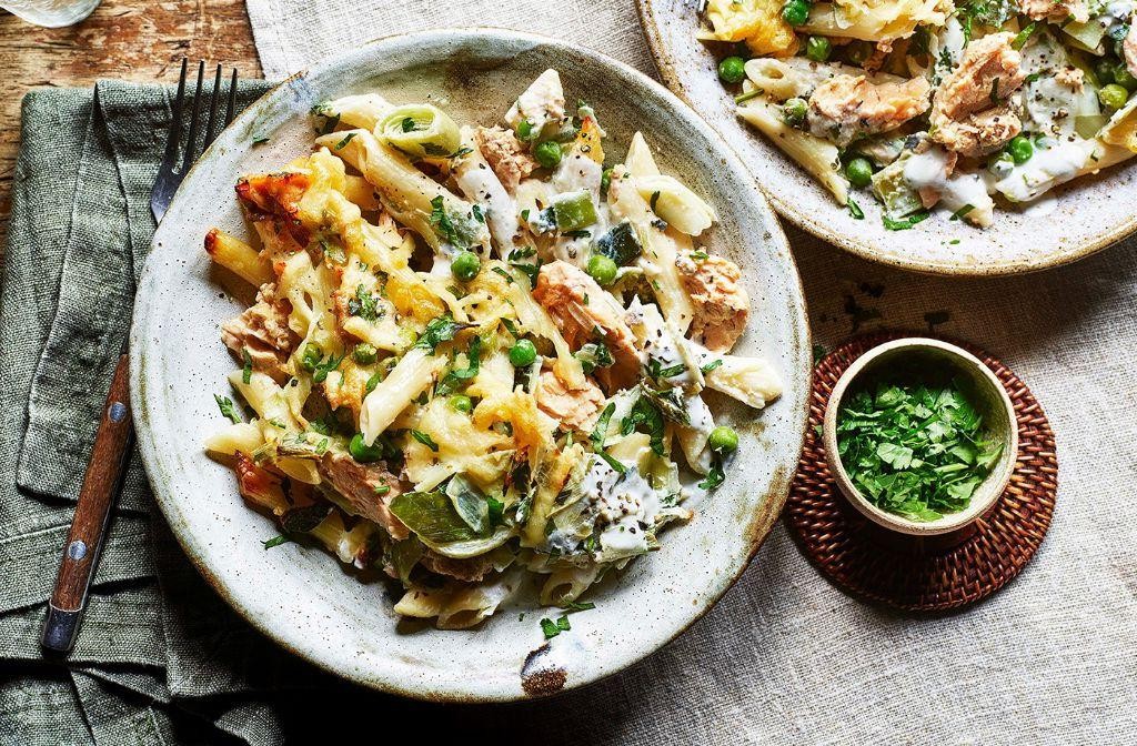 Leek and Salmon Pasta