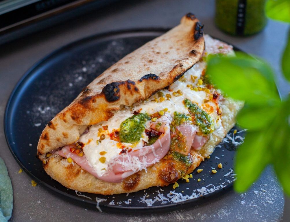 Leftover Pizza Panini with Pesto