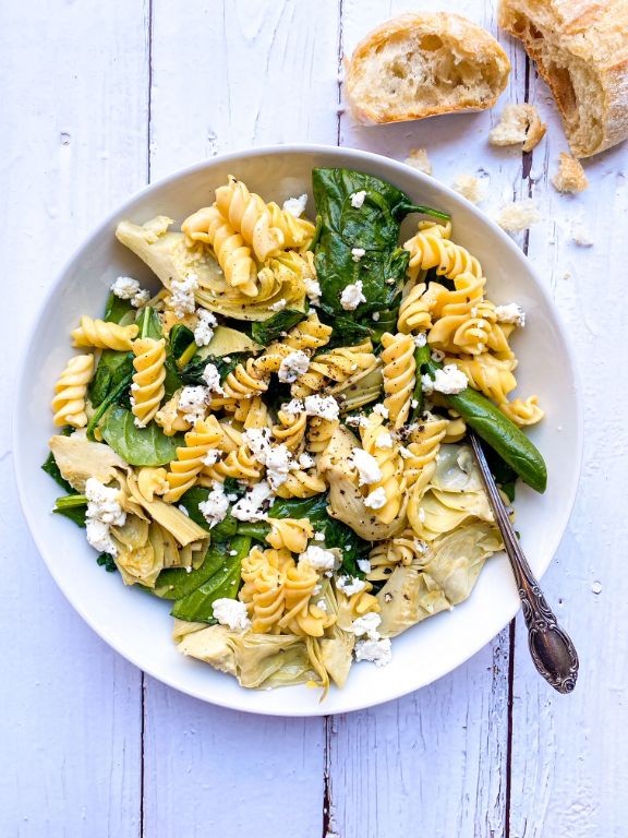 Lemon Artichoke Pasta with Feta Cheese