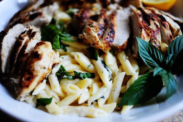 Lemon Basil Pasta with Grilled Chicken
