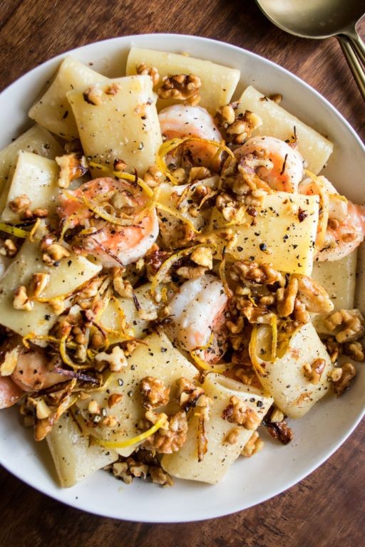 Lemon Butter Shrimp Campanelle Pasta