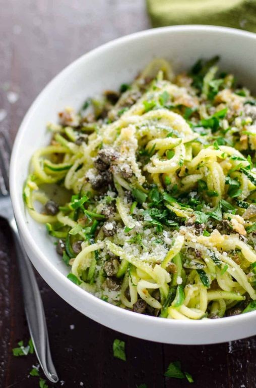 Lemon Caper Pasta with Grilled Zucchini