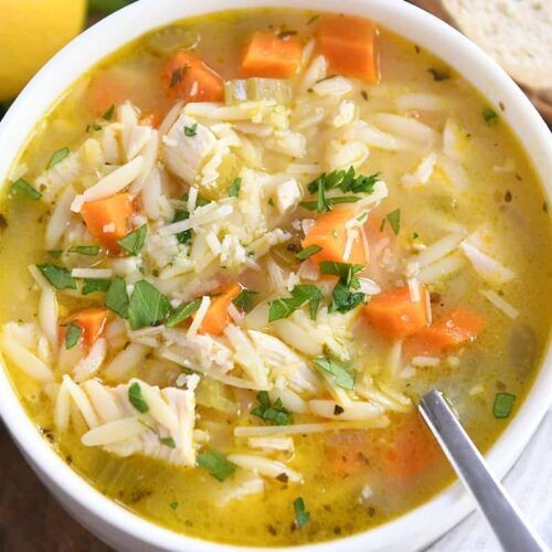 Lemon Garlic Orzo Broth Soup