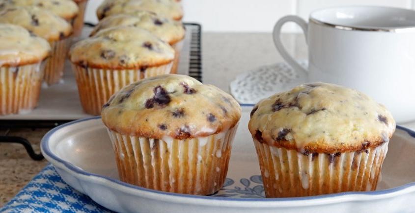 Lemon Glazed Jiffy Blueberry Muffins
