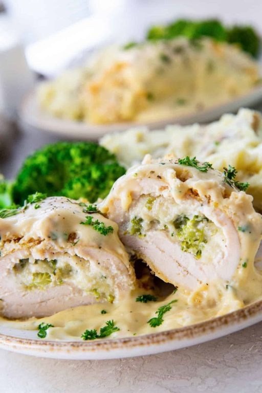 Lemon Herb Broccoli Stuffed Chicken