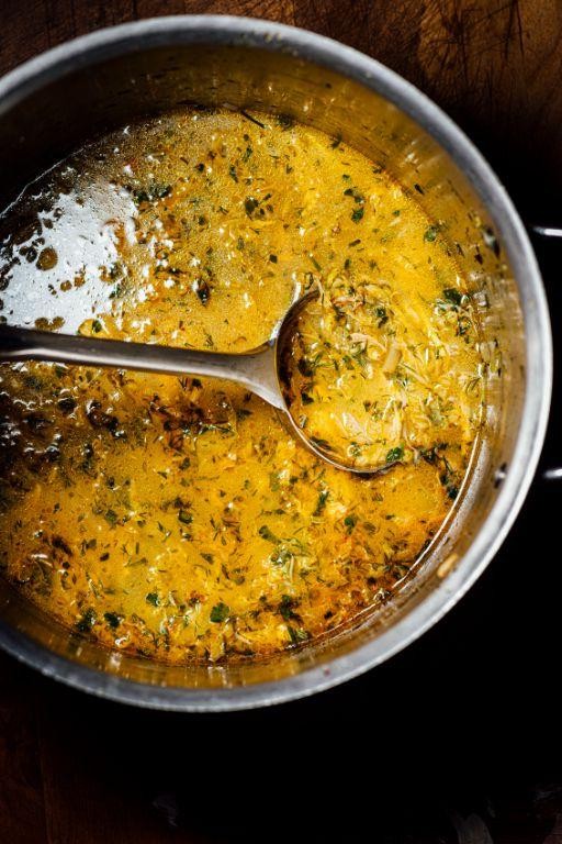Lemon Herb Shredded Chicken Soup