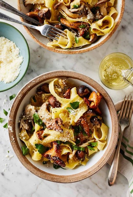 Lemon Mushroom Pasta with White Wine Sauce