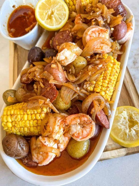 Lemon Pepper Shrimp Boil with Sweet Corn