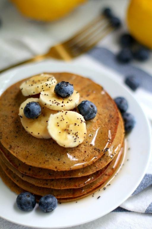 Lemon Poppy Seed Protein Pancakes