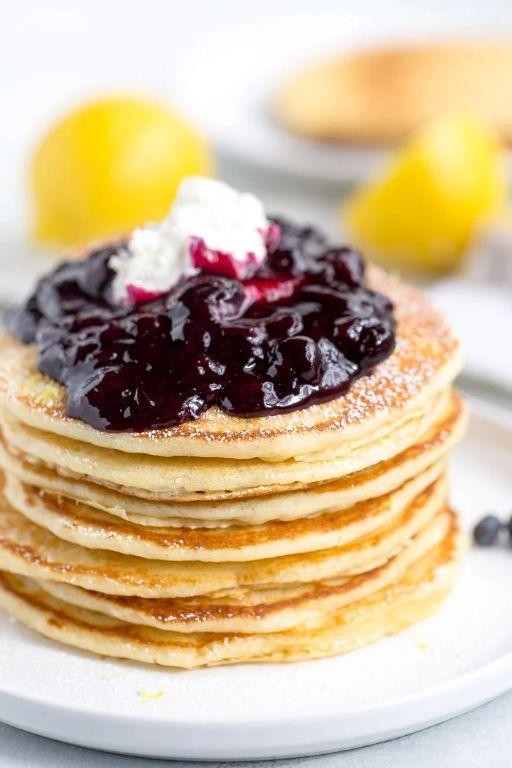 Lemon Ricotta Ebelskiver with Blueberry Compote