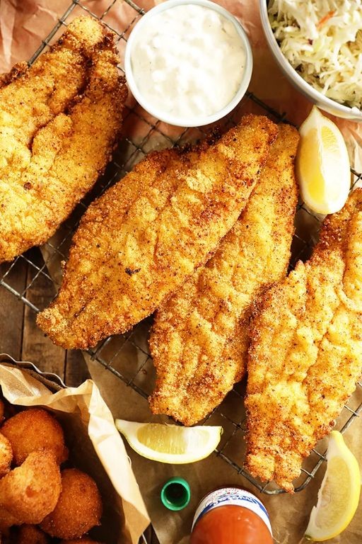 Lemon-Pepper Fried Catfish with Coleslaw