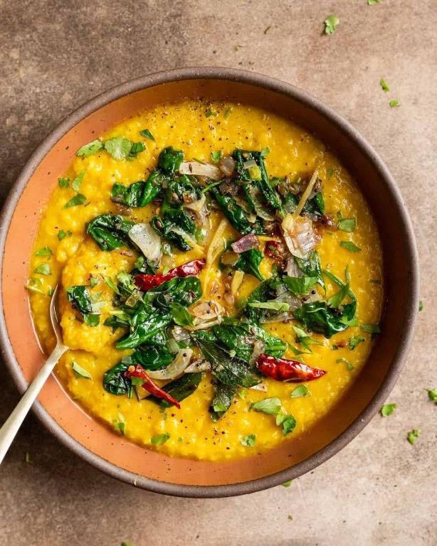 Lentil and Spinach Dal with Coconut Milk