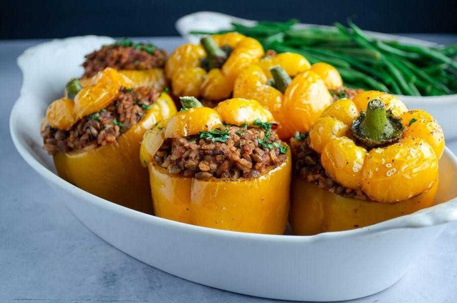 Lentil and Walnut Stuffed Peppers