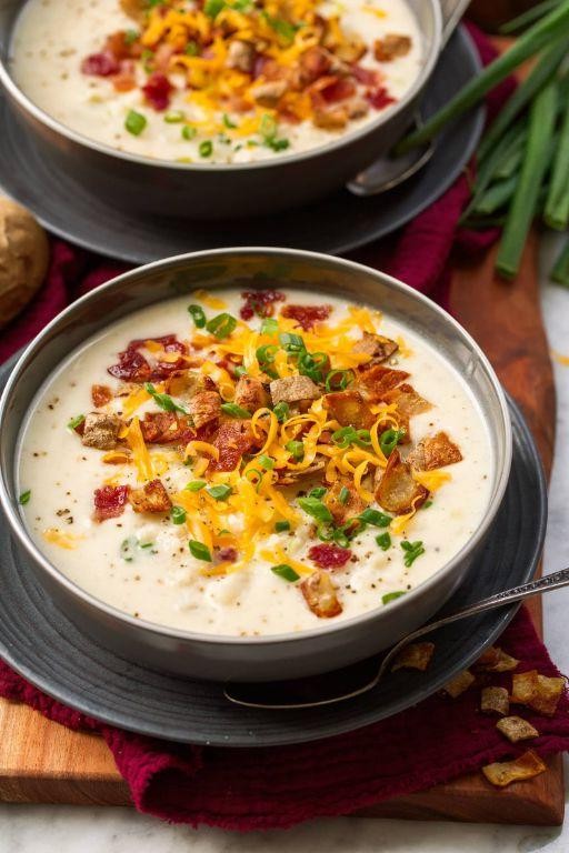 Loaded Baked Potato Soup with Crispy Bacon