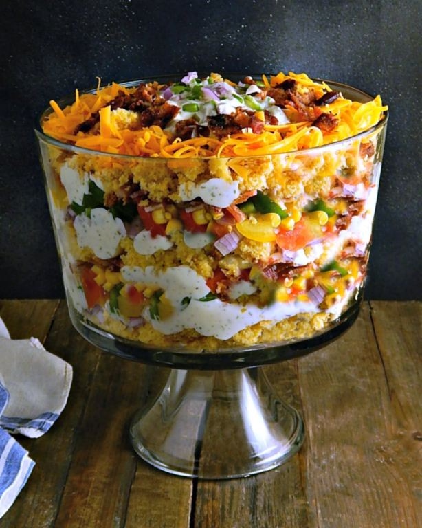 Loaded Cornbread Salad with Ranch Dressing